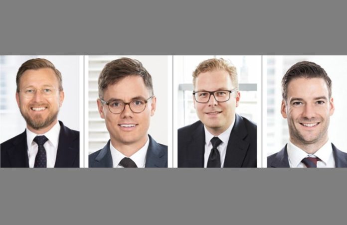 Neue Partner bei Lutz Abel: Björn Weidehaas, Philipp Hoene, Frank Hahn, Dr. Bernd Flucke (v.l.n.r.)