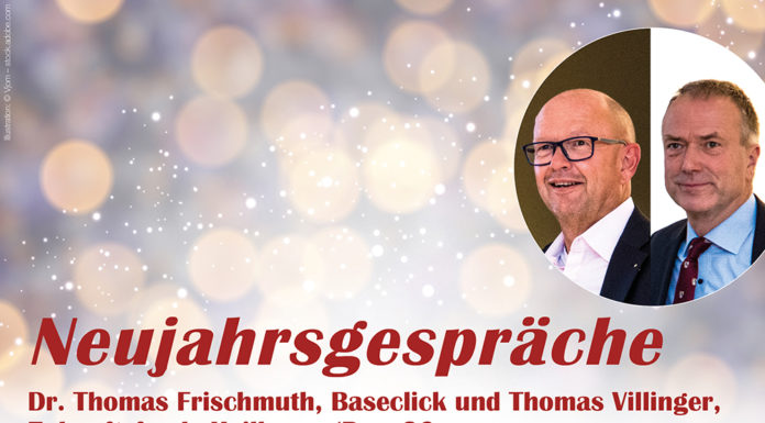 „Baseclick will wie BioNTech und Moderna Impfstoffe der zweiten und dritten Generation entwickeln“ Neujahrsgespräch mit Dr. Thomas Frischmuth, Baseclick, und Thomas Villinger, Zukunftsfonds Heilbronn/Born2Grow
