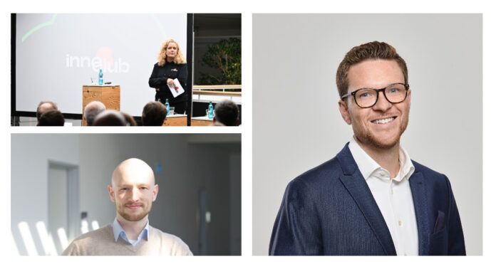 Andrea Schubert, Wirtschaftsförderung Dortmund (l.o.), Marian Harling, Dr.Q (l.u.), Nico Hemmann, VORNvc (r.)