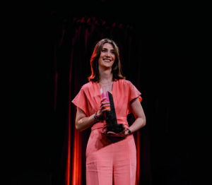 Ghazaleh Madani (CanChip) receiving the Newcomer of the Year 2025 German StartupAward