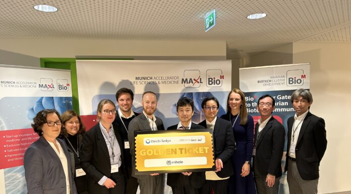 Biotech Start-up RNhale gewinnt Golden Ticket für BioM-Inkubator MAxL Biotech Start-up RNhale gewinnt Daiichi Sankyo Golden Ticket für den BioM-Inkubator MAxL