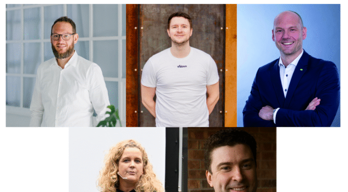 innoclub Dortmund als Impulsgeber für Start-ups und Corporates Sebastian Struwe (Cybersense), Marvin Rosian (Valoon), Jan Schriewer (Green IT Das Systemhaus), Andrea Schubert (Wirtschaftsförderung Dortmund) & Vitaly Chukanov (ANT Maschinen)