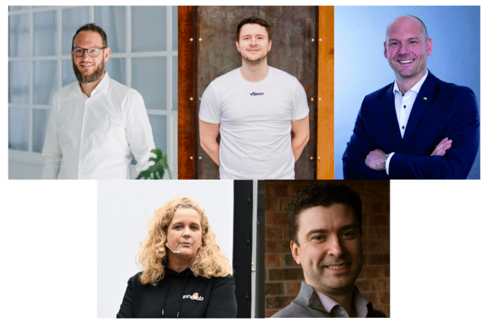 Sebastian Struwe (Cybersense), Marvin Rosian (Valoon), Jan Schriewer (Green IT Das Systemhaus), Andrea Schubert (Wirtschaftsförderung Dortmund) & Vitaly Chukanov (ANT Maschinen) Sebastian Struwe (Cybersense), Marvin Rosian (Valoon), Jan Schriewer (Green IT Das Systemhaus), Andrea Schubert (Wirtschaftsförderung Dortmund) & Vitaly Chukanov (ANT Maschinen)