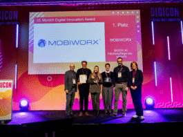 Übergabe des Münchner Digital Innovation Award 2025 an MOBIWORX für die KI-Lösung BIODIV.AI im Bereich ökologische Flächenpflege