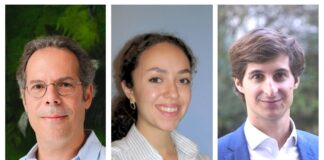 ECBF Paris-Team: Partner Stéphane Roussel (l.), Guillaume Gras (r.) and Charlotte Rossignol (c) ECBF