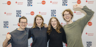 Gewinner*innen „Hottest Innovation“: Das Team von LIGARO (v.l.n.r.) Tim Gatz, Florentine Adam, Mona Körding und Leander Lehmann