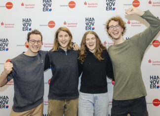 Gewinner*innen „Hottest Innovation“: Das Team von LIGARO (v.l.n.r.) Tim Gatz, Florentine Adam, Mona Körding und Leander Lehmann