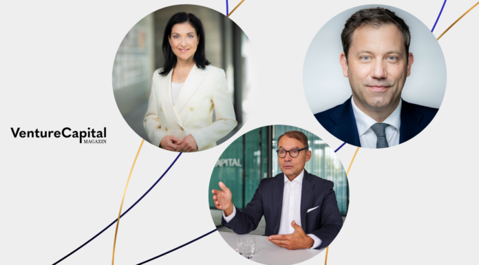 Dr. Jörg Goschin, Vorsitzender der Geschäftsführung, KfW Capital; Bundesfinanzminister Lars Klingbeil und Bundeswirtschaftsministerin Katherina Reiche (c) KfW Capital, Bundesregierung/Jesco Denzel, Presse- und Informationsamt der Bundesregierung