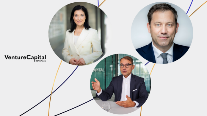 Dr. Jörg Goschin, Vorsitzender der Geschäftsführung, KfW Capital; Bundesfinanzminister Lars Klingbeil und Bundeswirtschaftsministerin Katherina Reiche (c) KfW Capital, Bundesregierung/Jesco Denzel, Presse- und Informationsamt der Bundesregierung