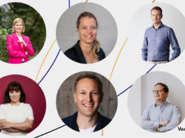 Johanna Antonie Tjaden- Schulte (NRW.Bank), Barbara Dombay (BayStartUP), Markus Lehmann (IBB Ventures), Katja Ruhnke (BAND), Christian Meermann (Cherry Ventures) & Christoph J. Stresing (Startup-Verband)