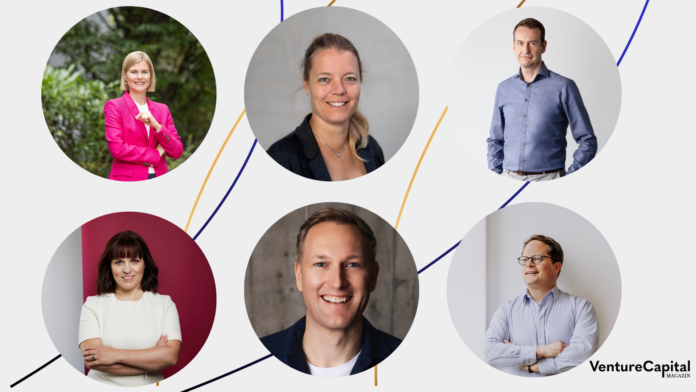 Johanna Antonie Tjaden- Schulte (NRW.Bank), Barbara Dombay (BayStartUP), Markus Lehmann (IBB Ventures), Katja Ruhnke (BAND), Christian Meermann (Cherry Ventures) & Christoph J. Stresing (Startup-Verband) Johanna Antonie Tjaden- Schulte (NRW.Bank), Barbara Dombay (BayStartUP), Markus Lehmann (IBB Ventures), Katja Ruhnke (BAND), Christian Meermann (Cherry Ventures) & Christoph J. Stresing (Startup-Verband)