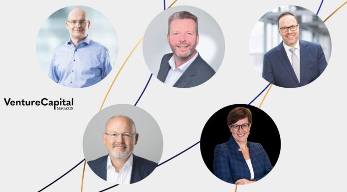 Sören Schuster (TGFS Technologiegründerfonds Sachsen), Frank Tappert (Sächsische Beteiligungsgesellschaft), Dirk Panter (Staatsminister im Sächsischen Staatsministerium für Wirtschaft, Arbeit, Energie und Klimaschutz), Markus H. Michalow (MBG Sachsen) & Susanne Stump (futureSAX)