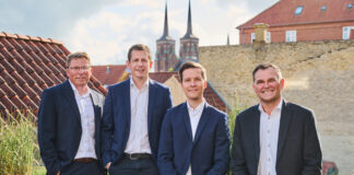 Niels Eldrup Meidahl (Co-Founder and Group CEO), Mathias Ringsted (Group CFO), Christian Jelsbech (Investment Director at FSN Capital), Peter Frandsen (CEO Denmark an Co-founder) (v.l.n.r.) (c) InstallatørGruppen