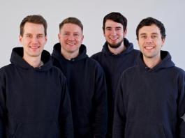 Die Logistikbude-/Loopario-Gründer Dr. Philipp Hüning, Michael Koscharnyj, Patrik Elfert und Jan Möller