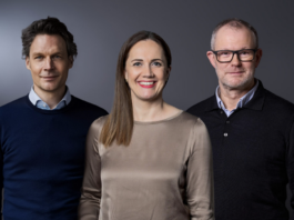 Geschäftsführung des HTGF (von links): Sebastian Borek, Romy Schnelle und Dr. Achim Plum. (c) Partrycia Lukas / HTGF; Montage: HTGF