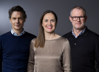 Geschäftsführung des HTGF (von links): Sebastian Borek, Romy Schnelle und Dr. Achim Plum. (c) Partrycia Lukas / HTGF; Montage: HTGF
