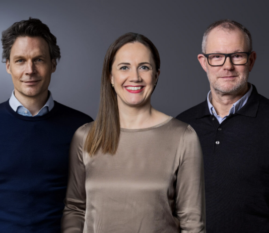 Geschäftsführung des HTGF (von links): Sebastian Borek, Romy Schnelle und Dr. Achim Plum. (c) Partrycia Lukas / HTGF; Montage: HTGF