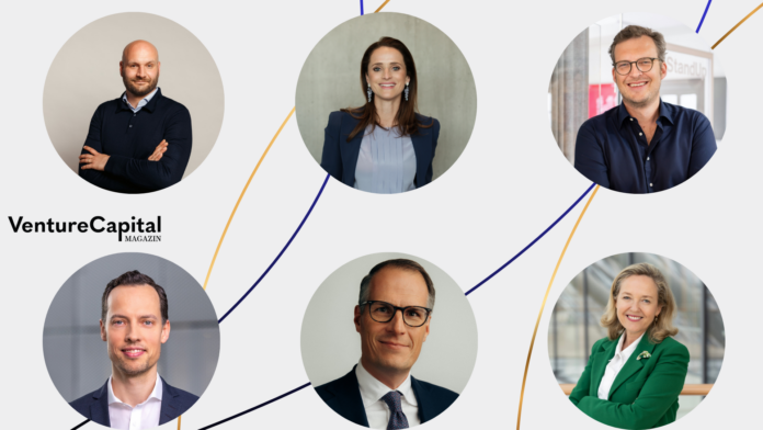 Christian Miele (Headline), Verena Pausder (Startup-Verband), Jan Miczaika (HV Capital), Stefan Maassen (Deutsche Börse), Tibor Kossa (Goldman Sachs) & Nadia Calviño (EIB) Christian Miele (Headline), Verena Pausder (Startup-Verband), Jan Miczaika (HV Capital), Stefan Maassen (Deutsche Börse), Tibor Kossa (Goldman Sachs) & Nadia Calviño (EIB)