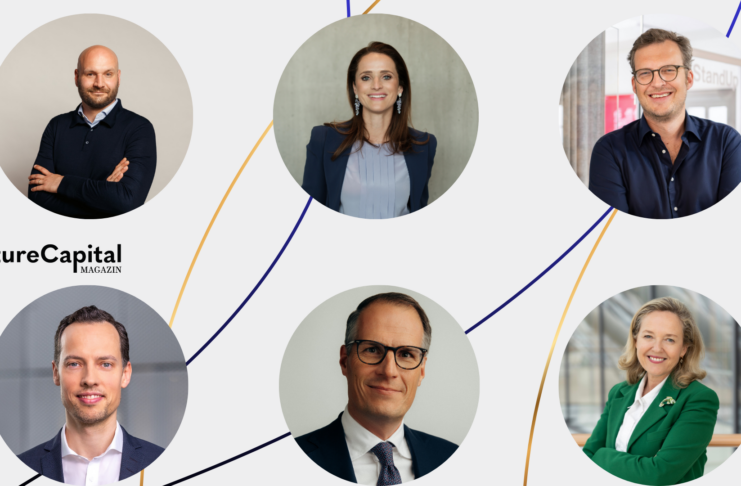 Wanted: Mehr Kapital für deutsche Scale-ups Christian Miele (Headline), Verena Pausder (Startup-Verband), Jan Miczaika (HV Capital), Stefan Maassen (Deutsche Börse), Tibor Kossa (Goldman Sachs) & Nadia Calviño (EIB)