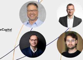 Ein Quantum Zukunft Dr. Claas Heise (NRW.Bank), Dr. Markus Schillo (EIF), Markus Pflitsch (Terra Quantum) & Dr. Thomas Luschmann (Peak Quantum)