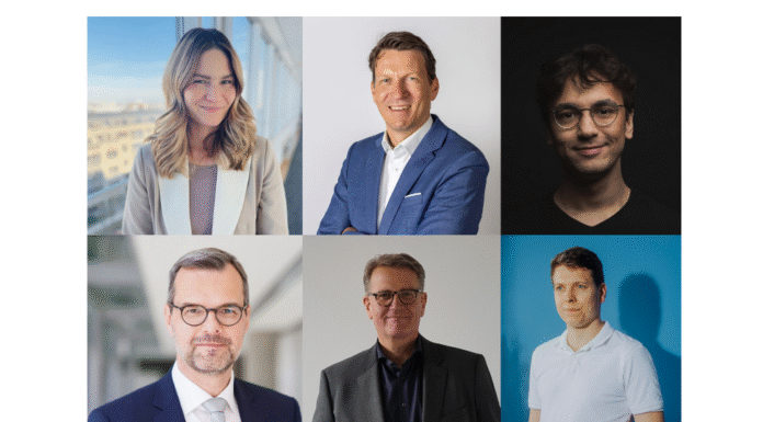 Strategische Neuordnung der deutschen Insurtech-Landschaft Carolin Schmied (Konzern Versicherungskammer), Philipp Belli (WWK Versicherungen), Alexander Huynh (QAware), Dr. Klaus Driever (ITHM, Allianz), Martin Gräfer (Die Bayerische) & Sascha Poggemann (Nice Cognigy)
